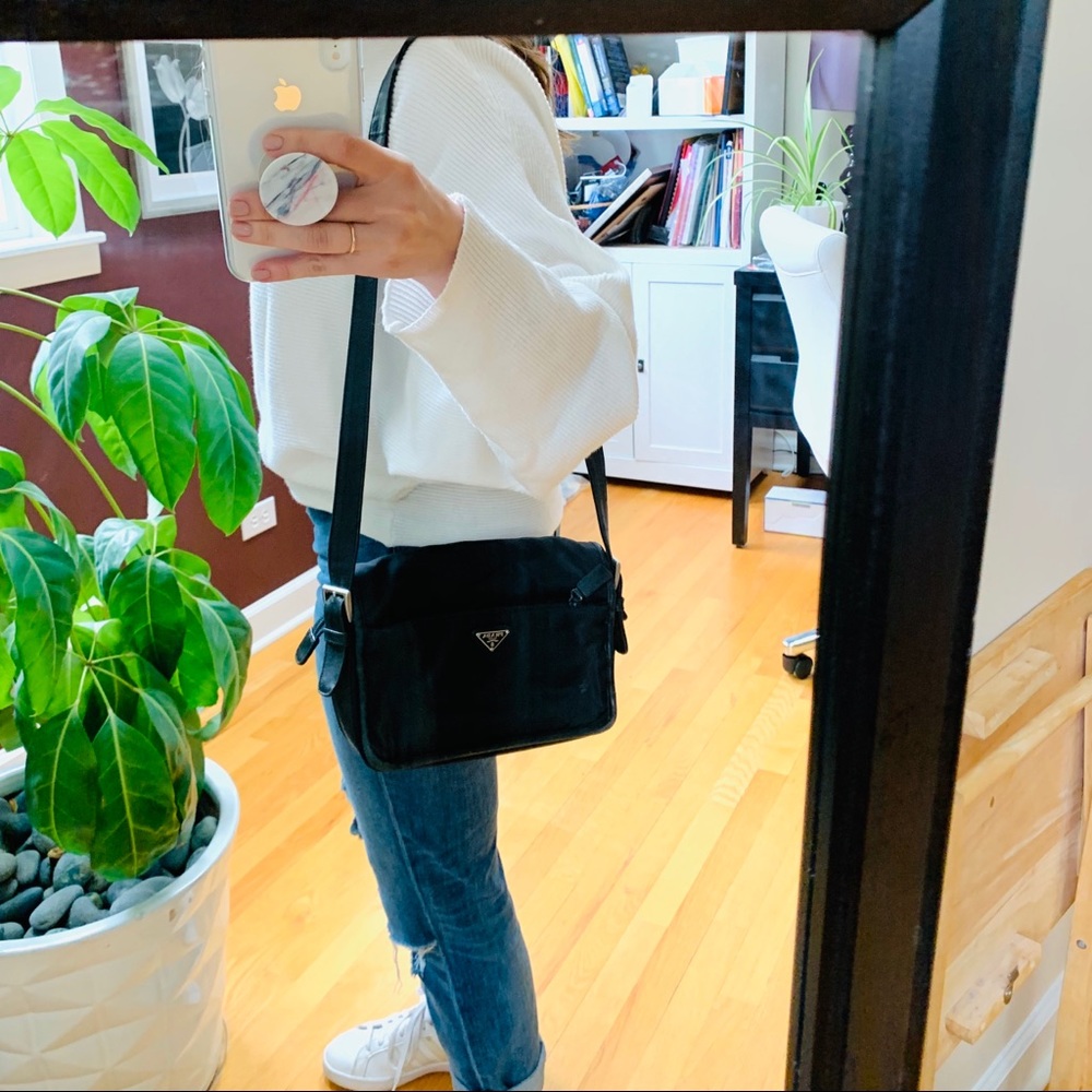 Authentic Prada nylon and leather camera bag